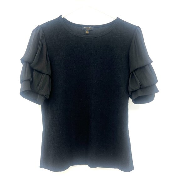 Current Air Black Mixed Media Short Sleeve Top Women's XS - Picture 1 of 4